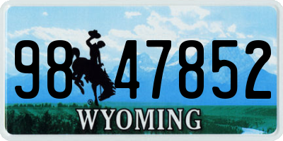 WY license plate 9847852