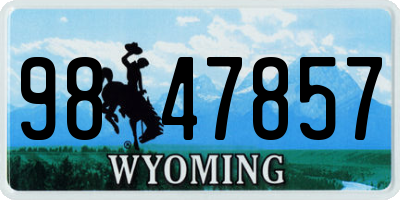 WY license plate 9847857