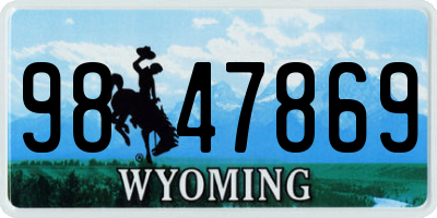 WY license plate 9847869