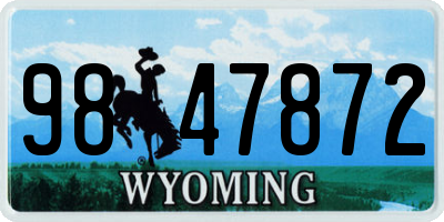 WY license plate 9847872
