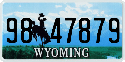 WY license plate 9847879