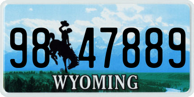 WY license plate 9847889