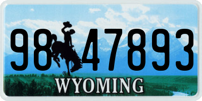 WY license plate 9847893