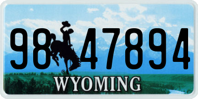 WY license plate 9847894
