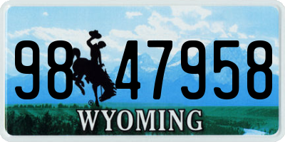 WY license plate 9847958