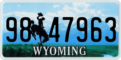 WY license plate 9847963