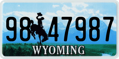 WY license plate 9847987