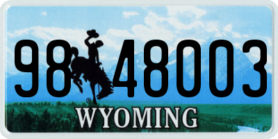 WY license plate 9848003