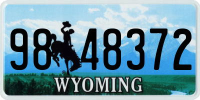WY license plate 9848372