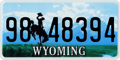 WY license plate 9848394