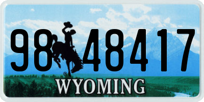 WY license plate 9848417