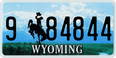 WY license plate 984844