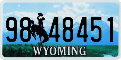 WY license plate 9848451