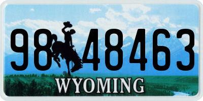 WY license plate 9848463