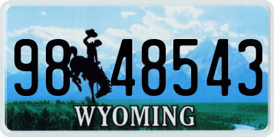 WY license plate 9848543