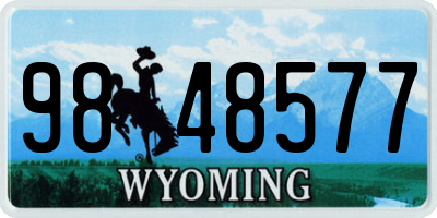 WY license plate 9848577