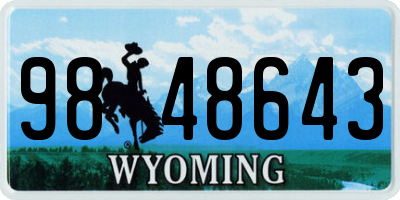 WY license plate 9848643