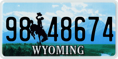 WY license plate 9848674