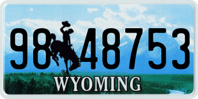 WY license plate 9848753