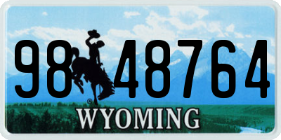 WY license plate 9848764