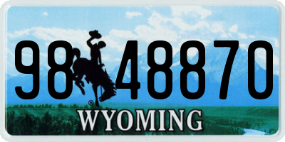 WY license plate 9848870