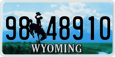 WY license plate 9848910