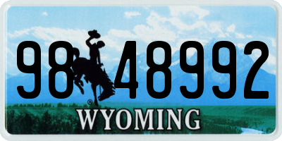 WY license plate 9848992
