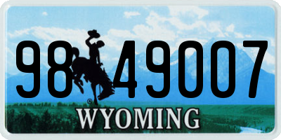 WY license plate 9849007