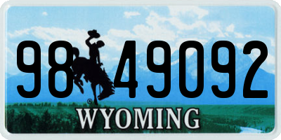 WY license plate 9849092