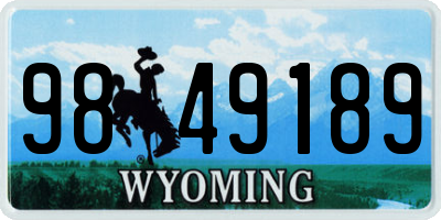 WY license plate 9849189