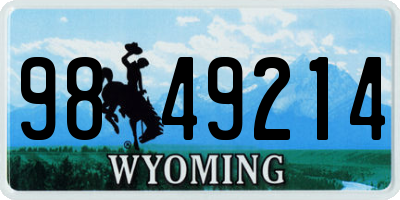 WY license plate 9849214