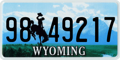 WY license plate 9849217