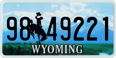 WY license plate 9849221