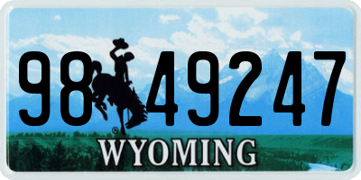 WY license plate 9849247