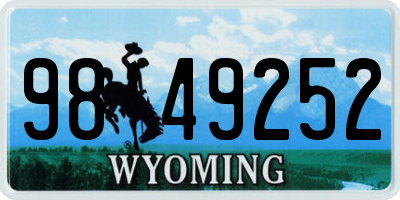 WY license plate 9849252