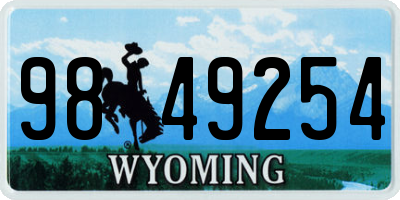 WY license plate 9849254