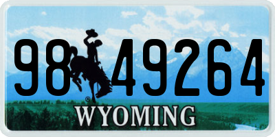 WY license plate 9849264