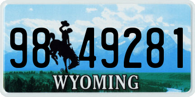 WY license plate 9849281