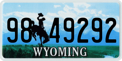 WY license plate 9849292
