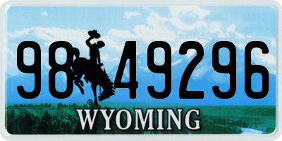 WY license plate 9849296