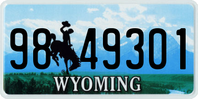 WY license plate 9849301