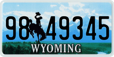 WY license plate 9849345