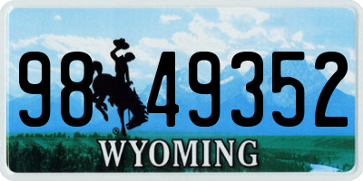 WY license plate 9849352