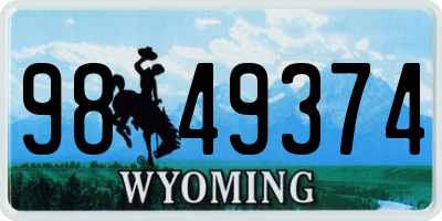 WY license plate 9849374