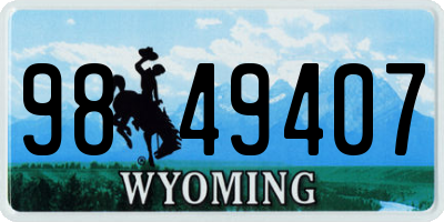 WY license plate 9849407