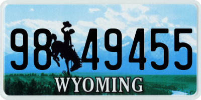 WY license plate 9849455