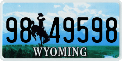 WY license plate 9849598