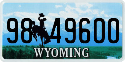 WY license plate 9849600