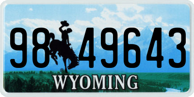WY license plate 9849643