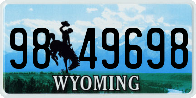 WY license plate 9849698